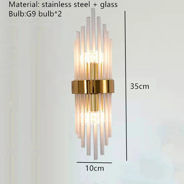 Aplique de Pared LED de Lujo — Cristal y Dorado