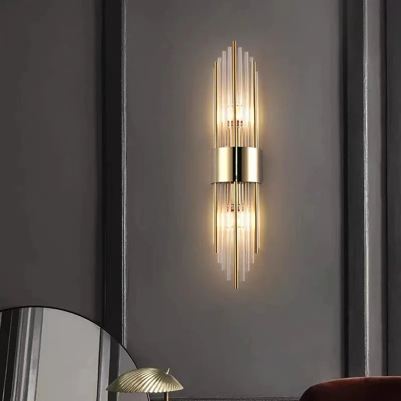 Aplique de Pared LED de Lujo — Cristal y Dorado