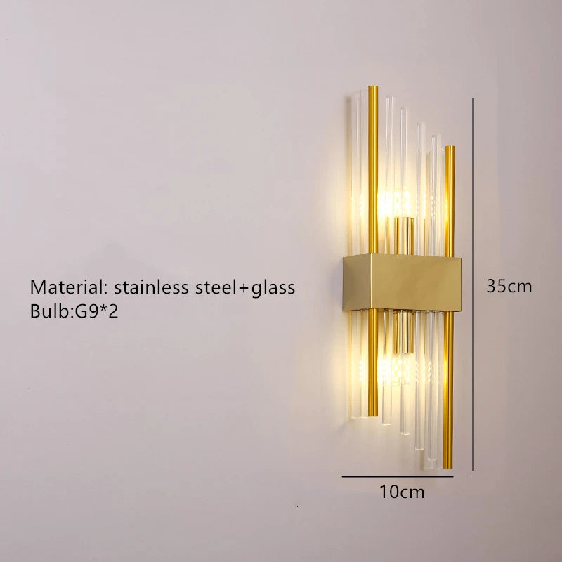 Aplique de Pared LED de Lujo — Cristal y Dorado