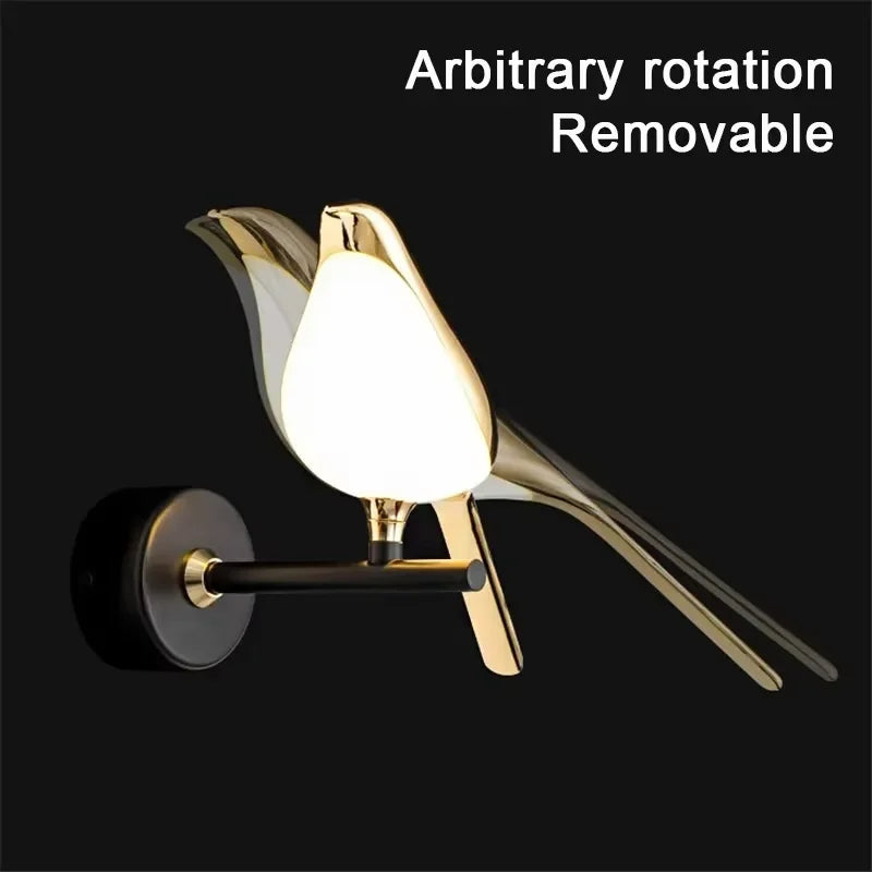 Aplique de Pared LED Pájaro Dorado — Decoración Nórdica