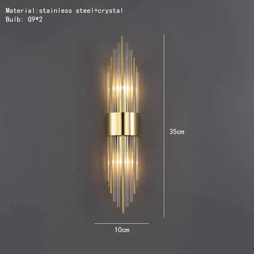 Aplique de Pared LED de Lujo — Cristal y Dorado