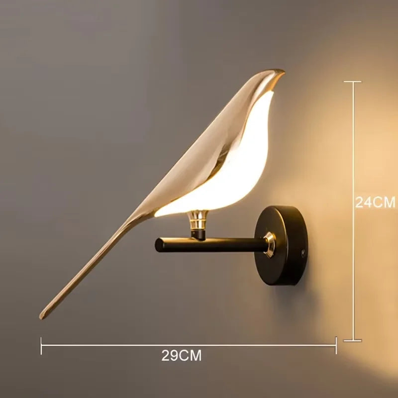 Aplique de Pared LED Pájaro Dorado — Decoración Nórdica