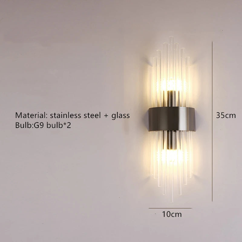 Aplique de Pared LED de Lujo — Cristal y Dorado
