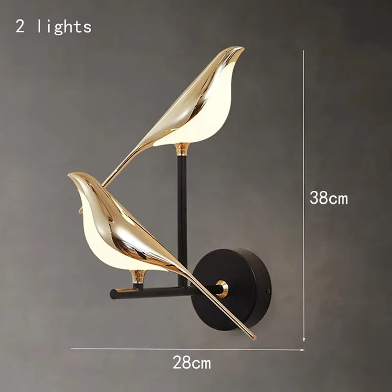 Aplique de Pared LED Pájaro Dorado — Decoración Nórdica
