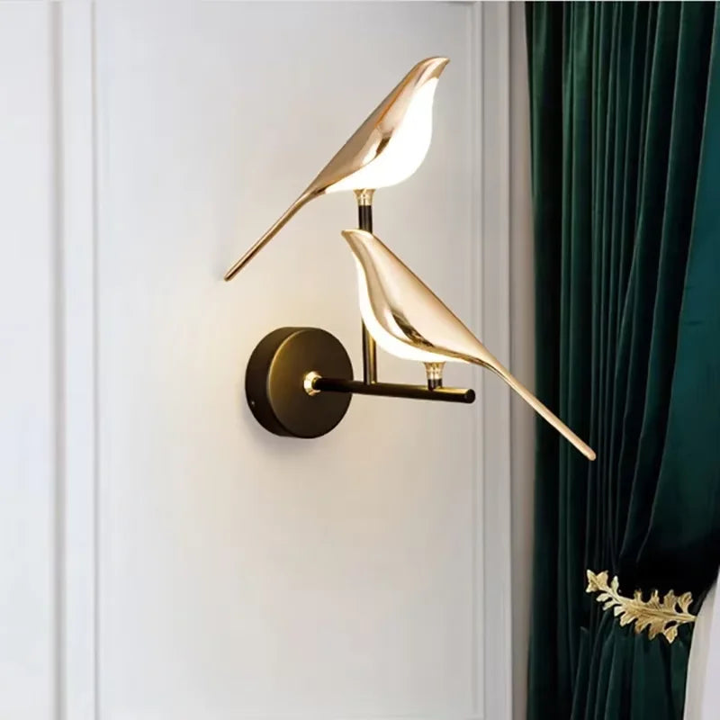 Aplique de Pared LED Pájaro Dorado — Decoración Nórdica