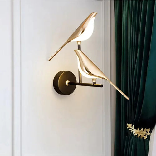 Aplique de Pared LED Pájaro Dorado — Decoración Nórdica