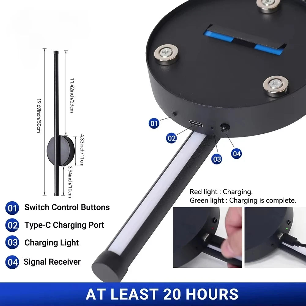 Aplique de pared magnético recargable — sin cables